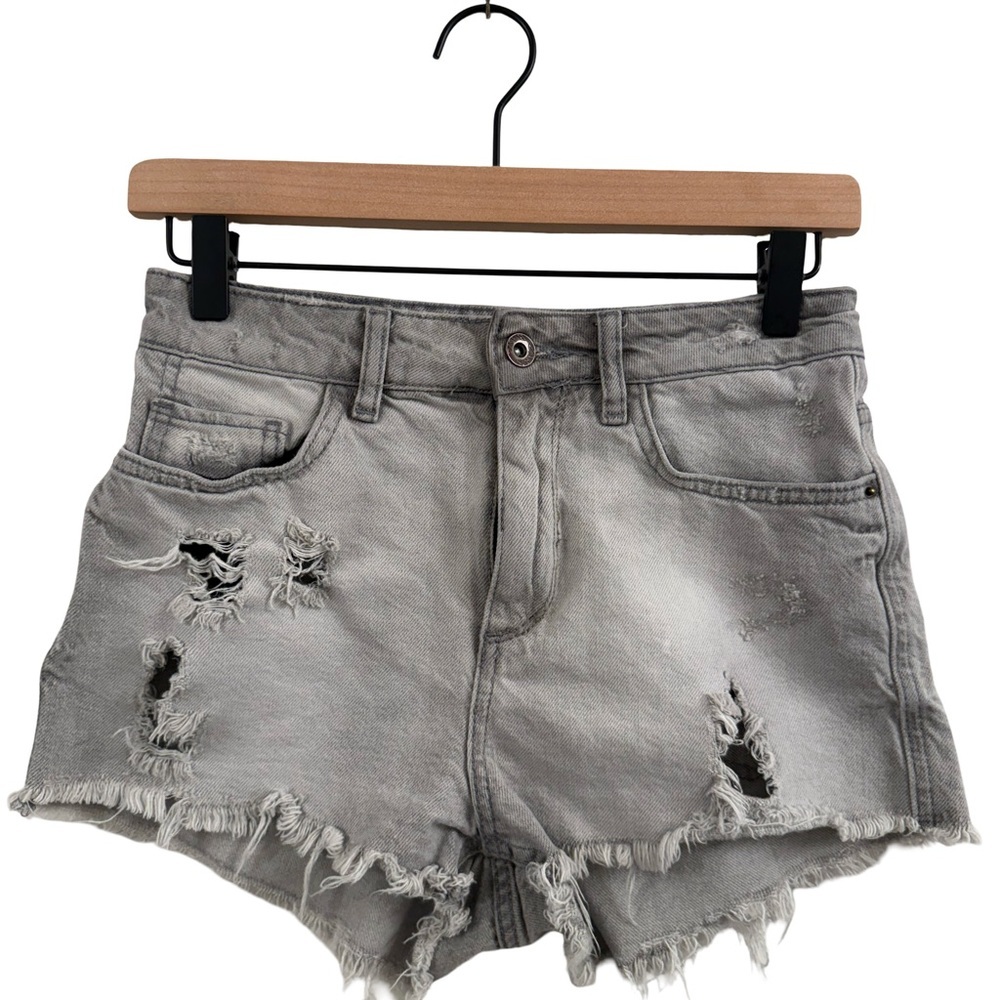 Zara Distressed Gray Jean Shorts